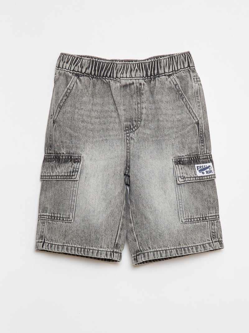 Bermuda en denim avec multi-poches Gris - Kiabi