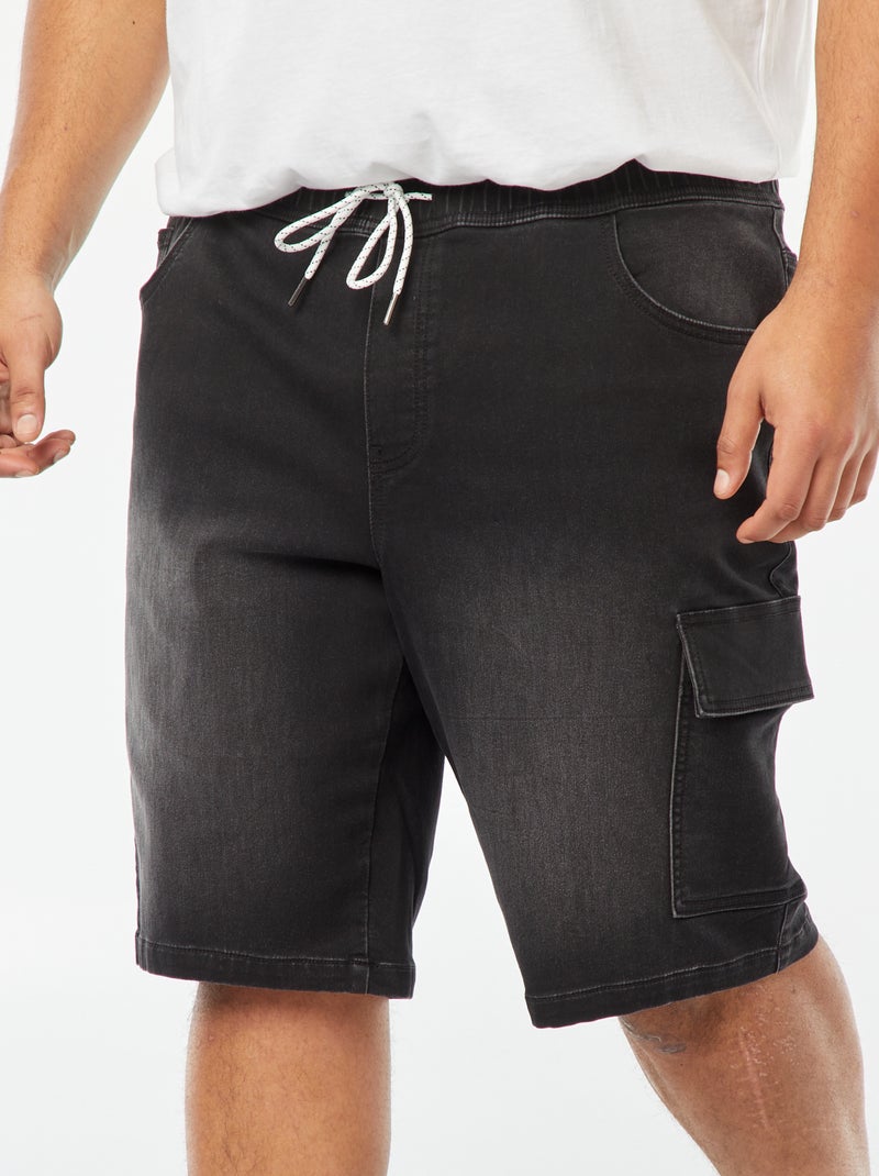 Bermuda en denim avec poche à rabat Gris - Kiabi