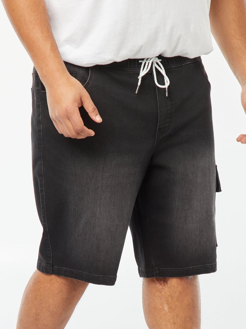 Bermuda en denim avec poche à rabat Gris - Kiabi