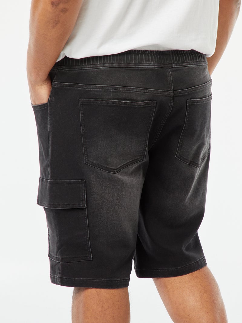 Bermuda en denim avec poche à rabat Gris - Kiabi
