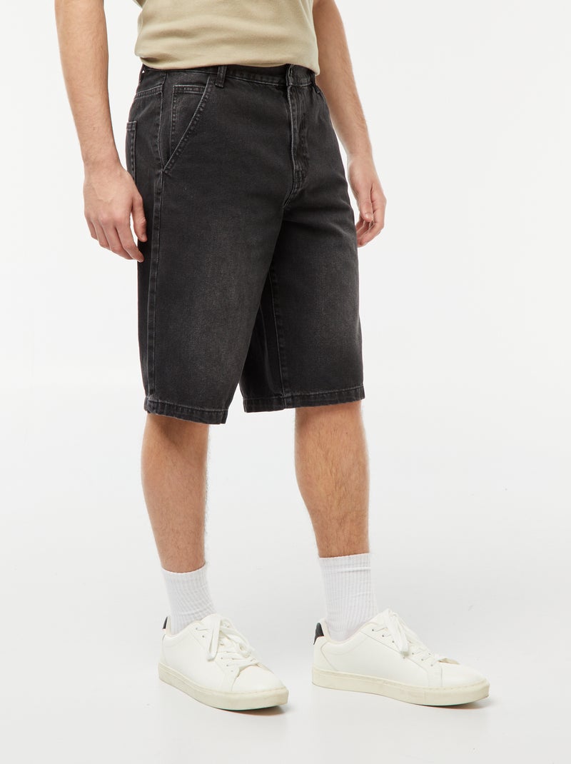 Bermuda en denim coupe baggy Gris - Kiabi