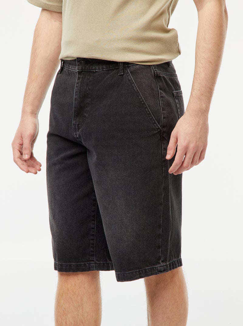Bermuda en denim coupe baggy Gris - Kiabi