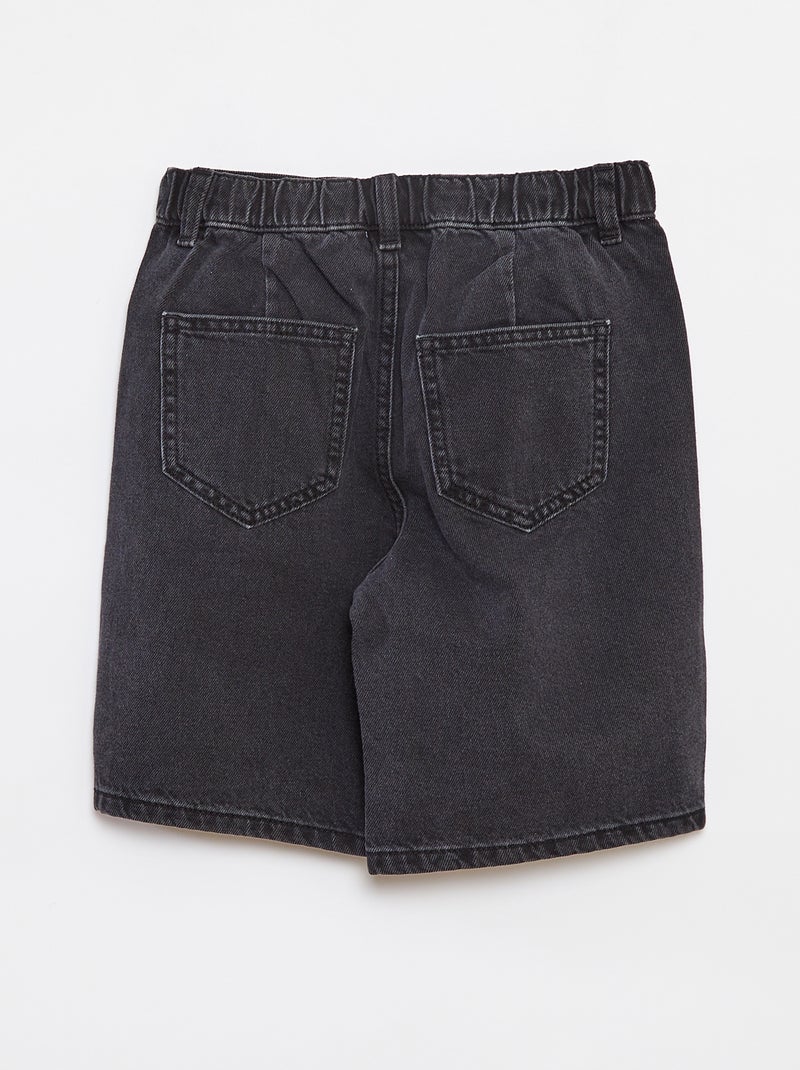 Bermuda en denim imprimé 'skaters' Noir - Kiabi