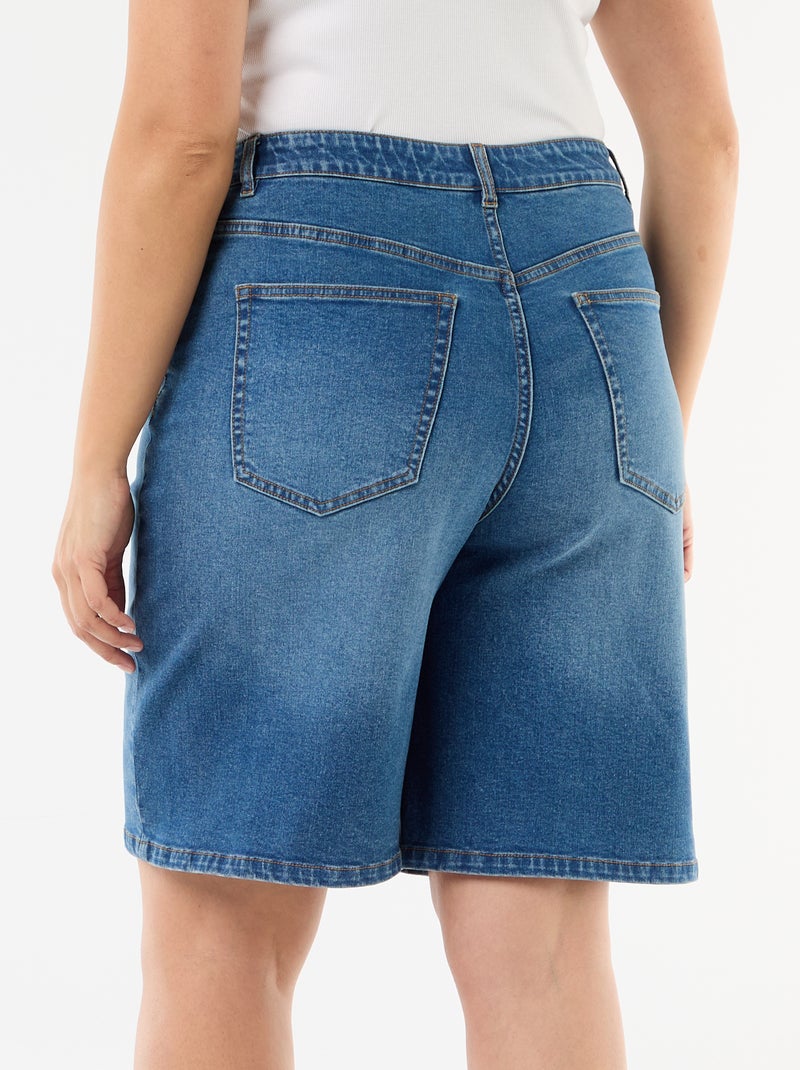 Bermuda en denim taille haute Bleu - Kiabi