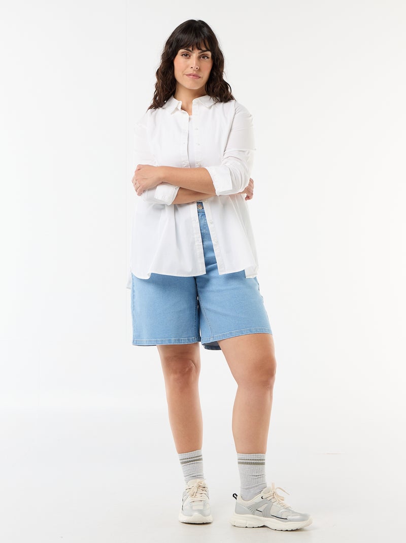 Bermuda en denim taille haute Bleu - Kiabi