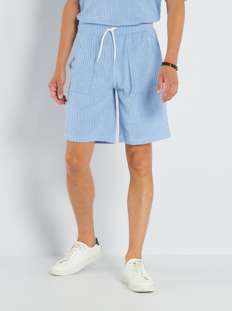 Bermuda en éponge avec grandes poches Bleu - Kiabi