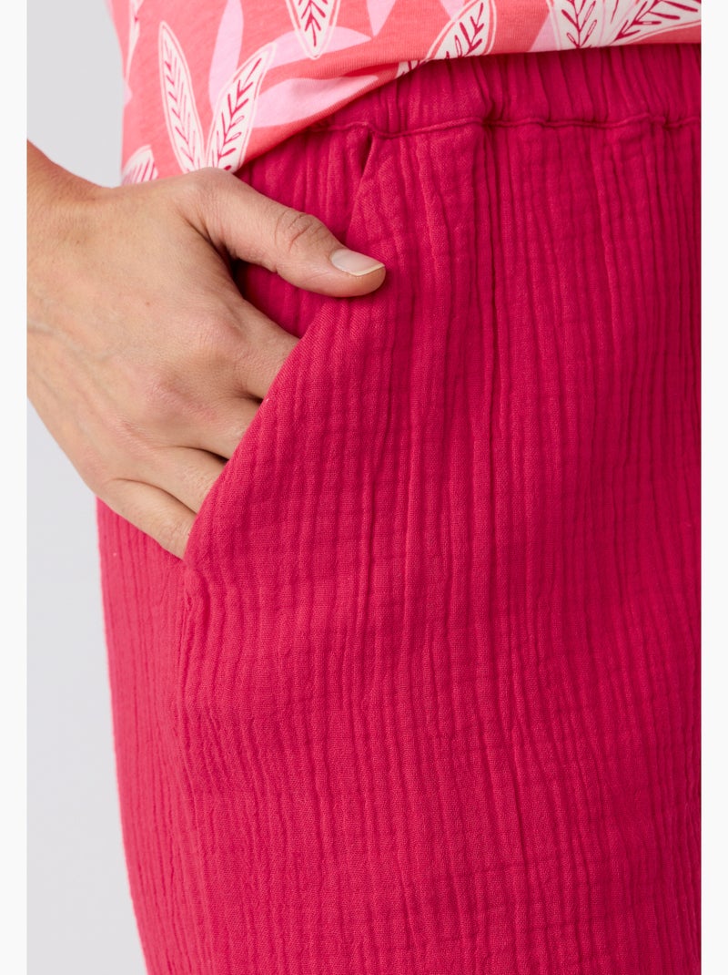 Bermuda en gaze de coton - Damart Rose fushia - Kiabi