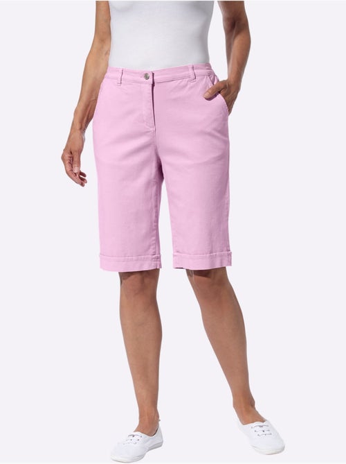 Bermuda en jean à ceinture élastique avec poches et ourlet fixe - taille standard - moda vilona - Kiabi