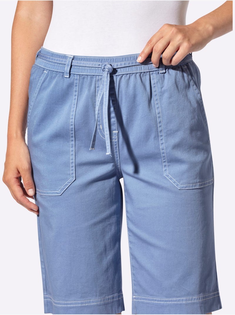 Bermuda en jean à ceinture élastique avec poches plaquées - Taille standard - Witt Gris tourterelle - Kiabi