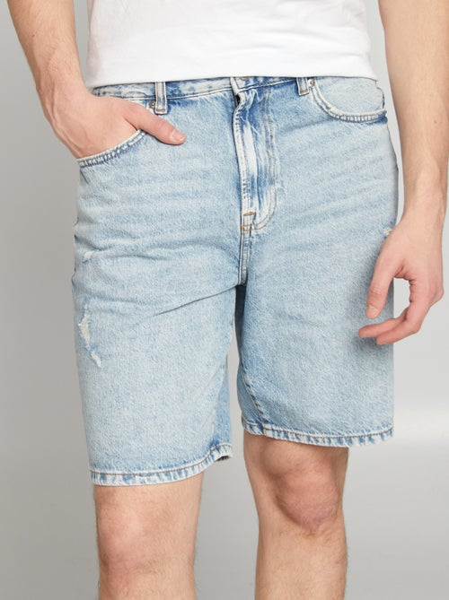 Bermuda en jean avec abrasions fantaisie - Kiabi
