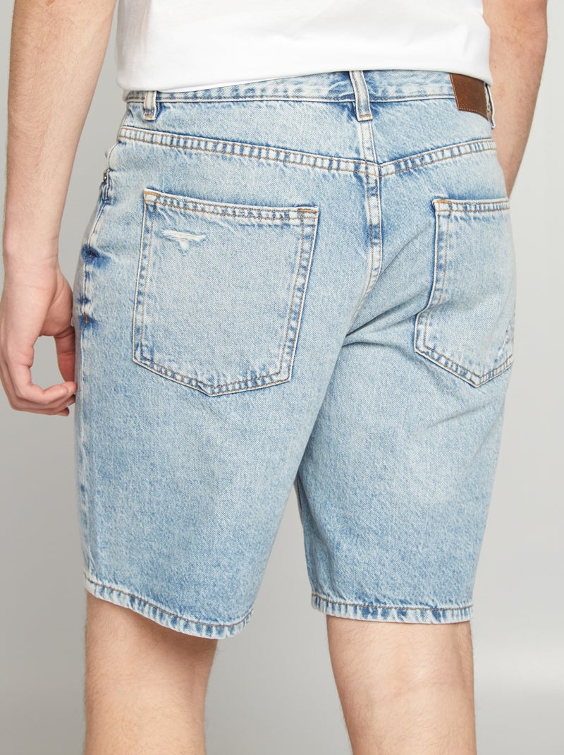 Bermuda en jean avec abrasions fantaisie BLEU - Kiabi