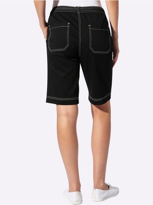 Bermuda en jean avec ceinture à nouer et coutures contrastées - Taille standard - Witt - Kiabi