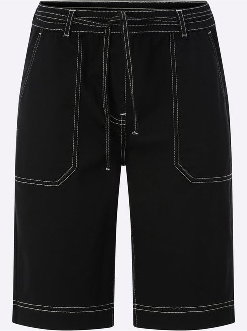 Bermuda en jean avec ceinture à nouer et coutures contrastées - Taille standard - Witt - Kiabi