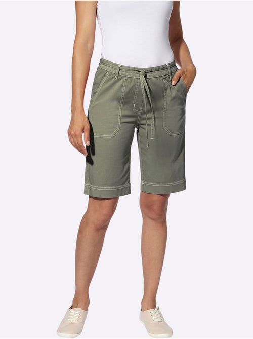 Bermuda en jean avec ceinture élastique et poches arrière - Taille standard - Witt - Kiabi