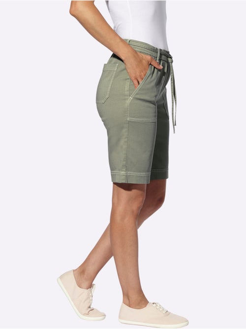 Bermuda en jean avec ceinture élastique et poches arrière - Taille standard - Witt - Kiabi