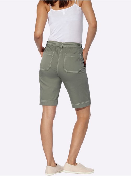Bermuda en jean avec ceinture élastique et poches arrière - Taille standard - Witt - Kiabi