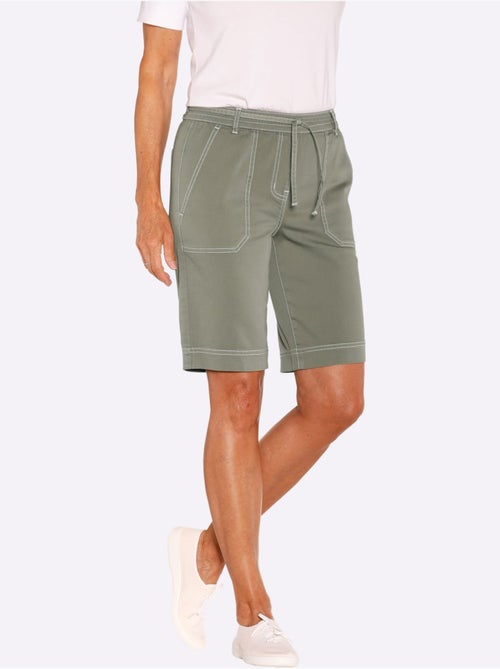 Bermuda en jean avec ceinture élastique et poches arrière - Taille standard - Witt - Kiabi