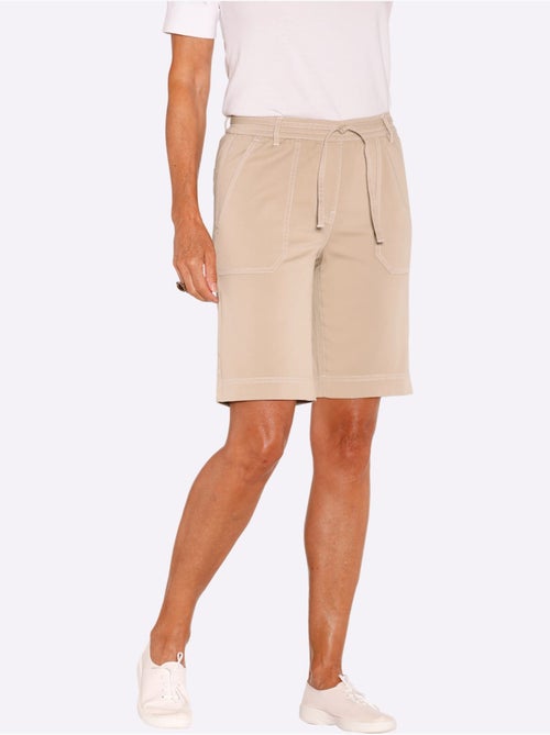 Bermuda en jean avec ceinture élastique et poches plaquées - Taille standard - Witt - Kiabi