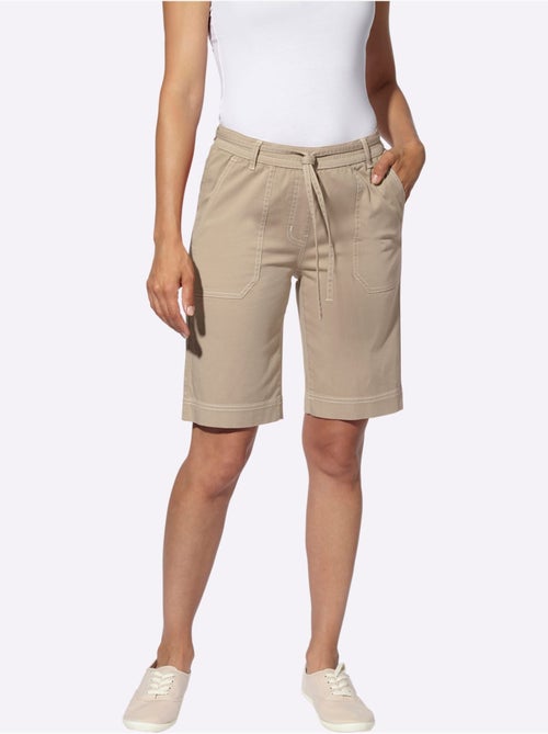Bermuda en jean avec ceinture élastique et poches plaquées - Taille standard - Witt - Kiabi