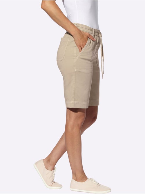 Bermuda en jean avec ceinture élastique et poches plaquées - Taille standard - Witt - Kiabi