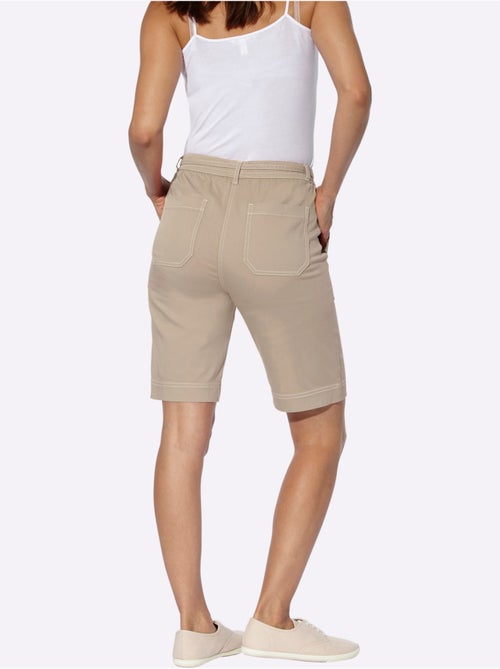 Bermuda en jean avec ceinture élastique et poches plaquées - Taille standard - Witt - Kiabi