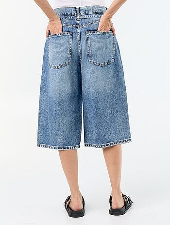 Bermuda en jean avec lien ceinture