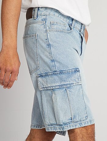 Short Jeans Cargo Divided Homme à Rayures - Taille 40, Occasion En Très Bon état, Qualité Correcte