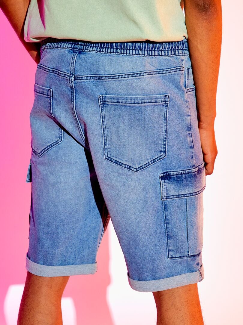 Bermuda en jean avec poches cargos Stone - Kiabi