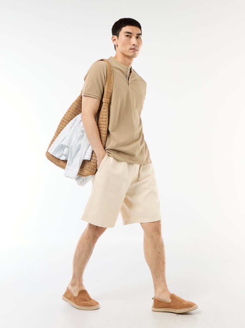 Bermuda en jean avec taille élastiquée Blanc - Kiabi