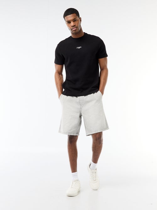 Bermuda en jean avec taille élastiquée - Kiabi