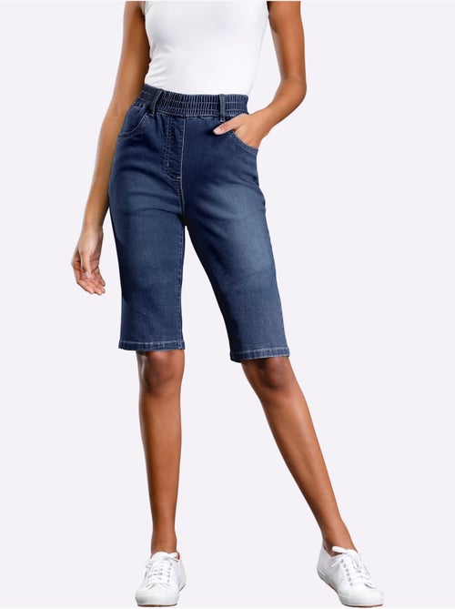 Bermuda en jean ceinture haute avec poches et passants - Taille standard - Moda Vilona - Kiabi