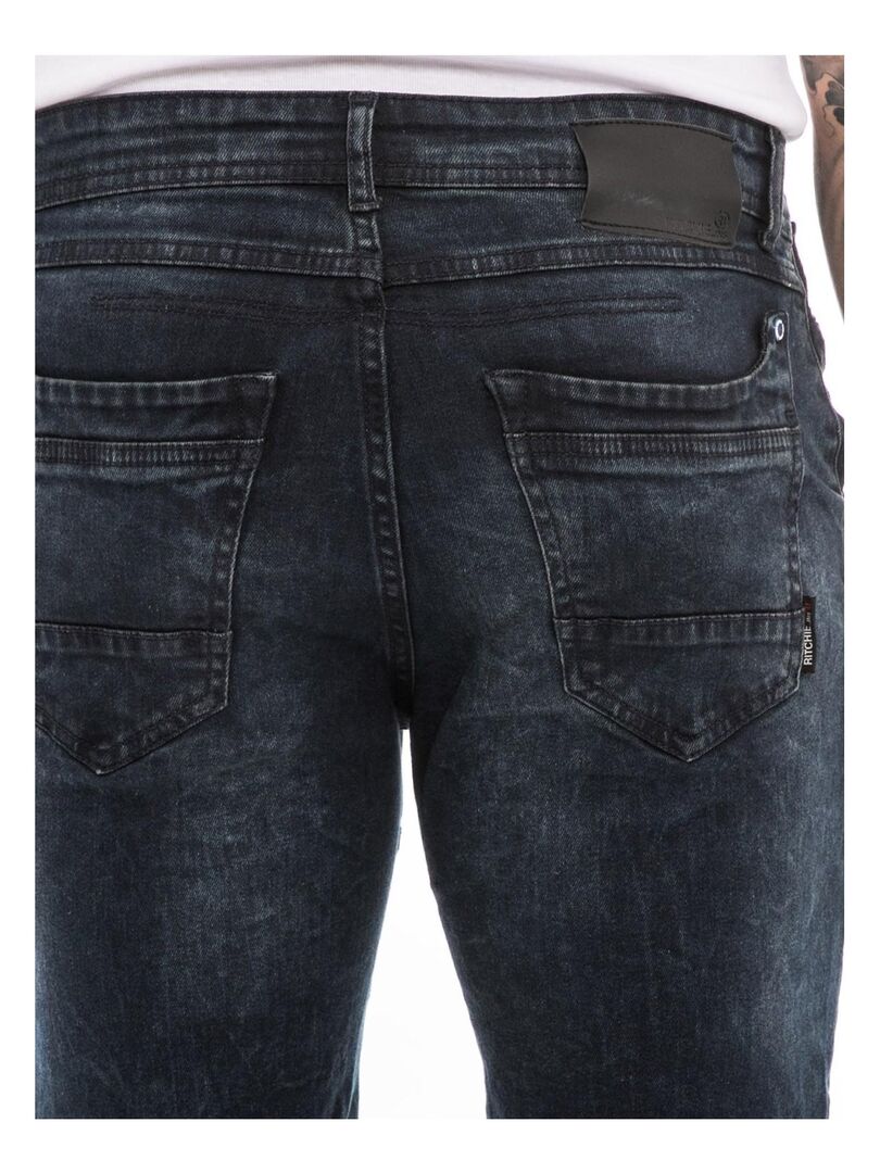 Pantalon Femme Slim LINA Taille L - Effet Peau De Serpent Noir - Coton/Spandex - Occasion Très Bon état