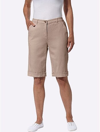 Bermuda en jean décontracté avec ceinture élastique et poches - Taille standard - Moda Vilona