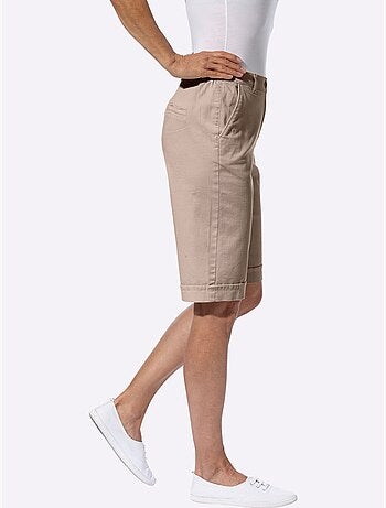 Bermuda en jean décontracté avec ceinture élastique et poches - Taille standard - Moda Vilona