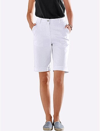 Bermuda en jean décontracté avec ceinture élastique et poches - Taille standard - Moda Vilona