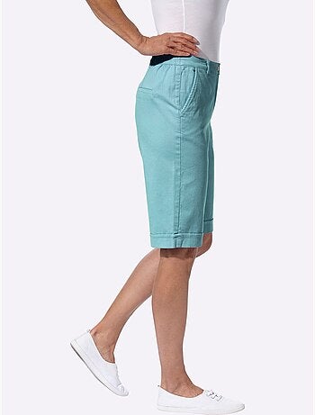 Bermuda en jean décontracté avec ceinture élastique et poches - taille standard - moda vilona
