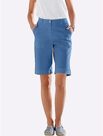 Bermuda en jean décontracté avec ceinture élastique et poches - Taille standard - Moda Vilona