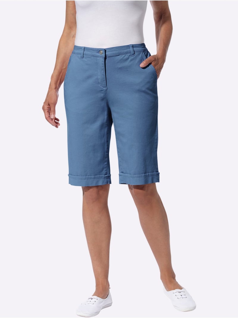 Bermuda en jean décontracté avec ceinture élastique et poches - Taille standard - Moda Vilona Bleu - Kiabi