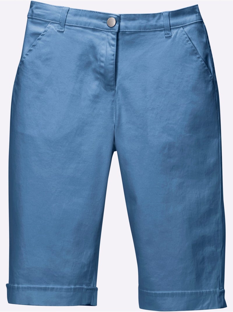 Bermuda en jean décontracté avec ceinture élastique et poches - Taille standard - Moda Vilona Bleu - Kiabi