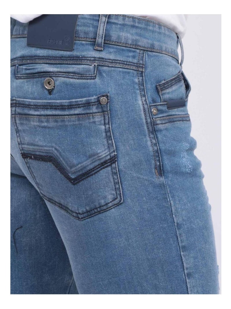 Bermuda en jean slim BAKERFIELD Bleu clair - Kiabi