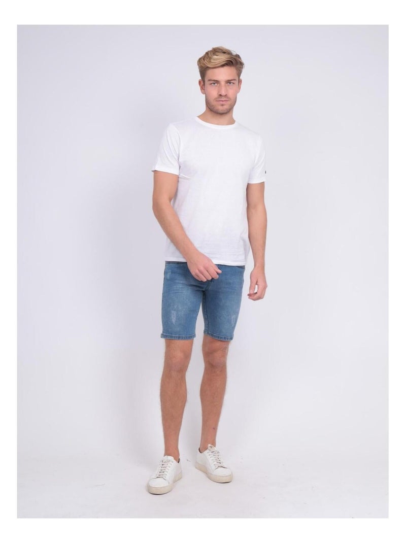 Bermuda en jean slim BAKERFIELD Bleu clair - Kiabi