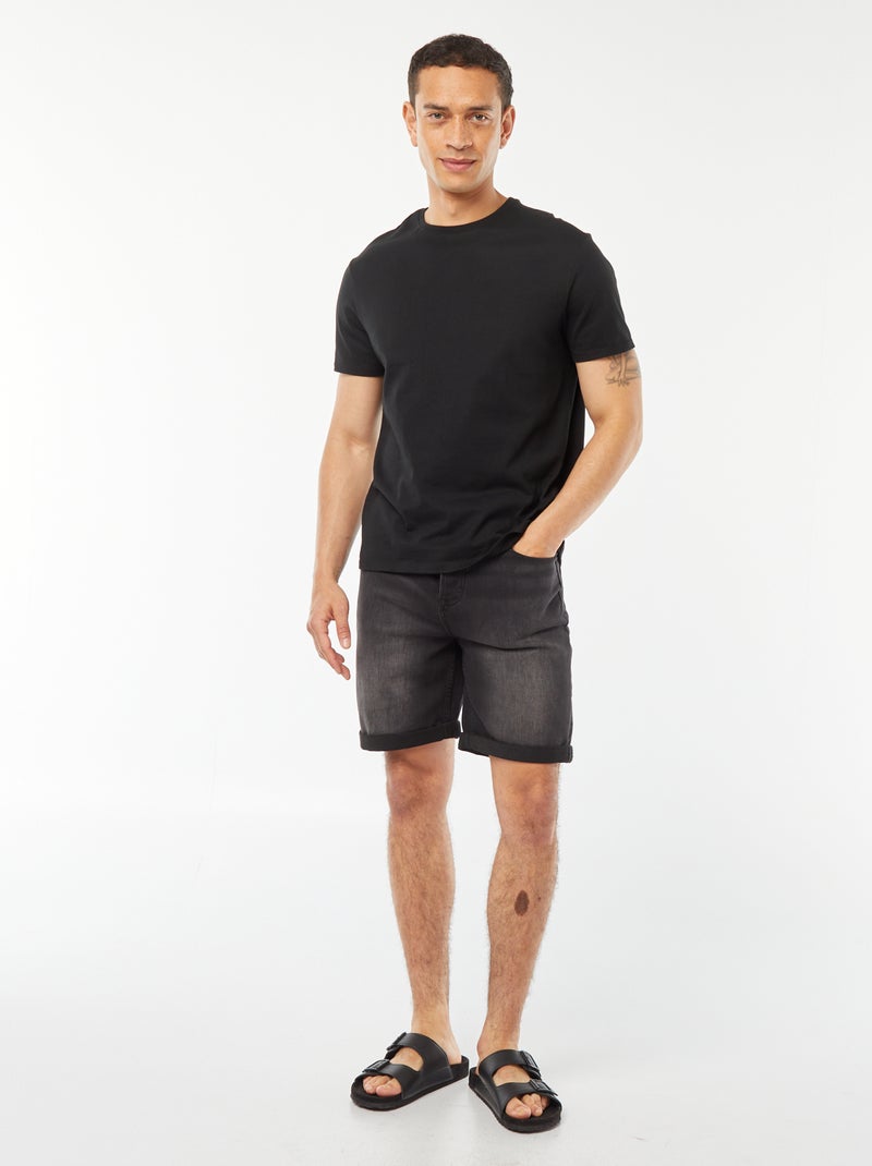Bermuda en jean slim NOIR - Kiabi