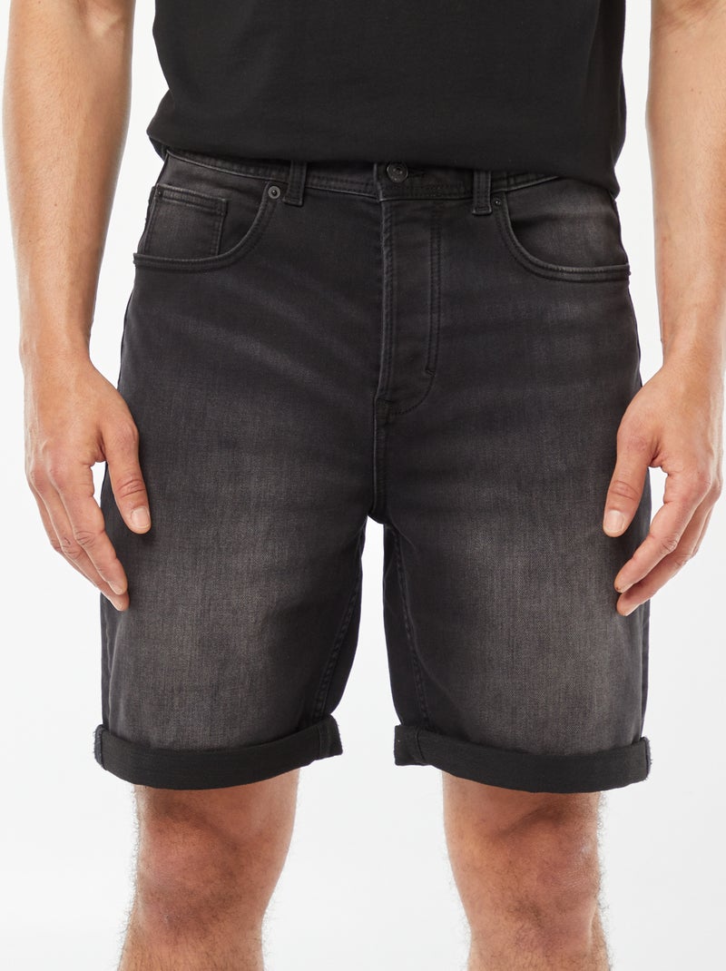 Bermuda en jean slim NOIR - Kiabi