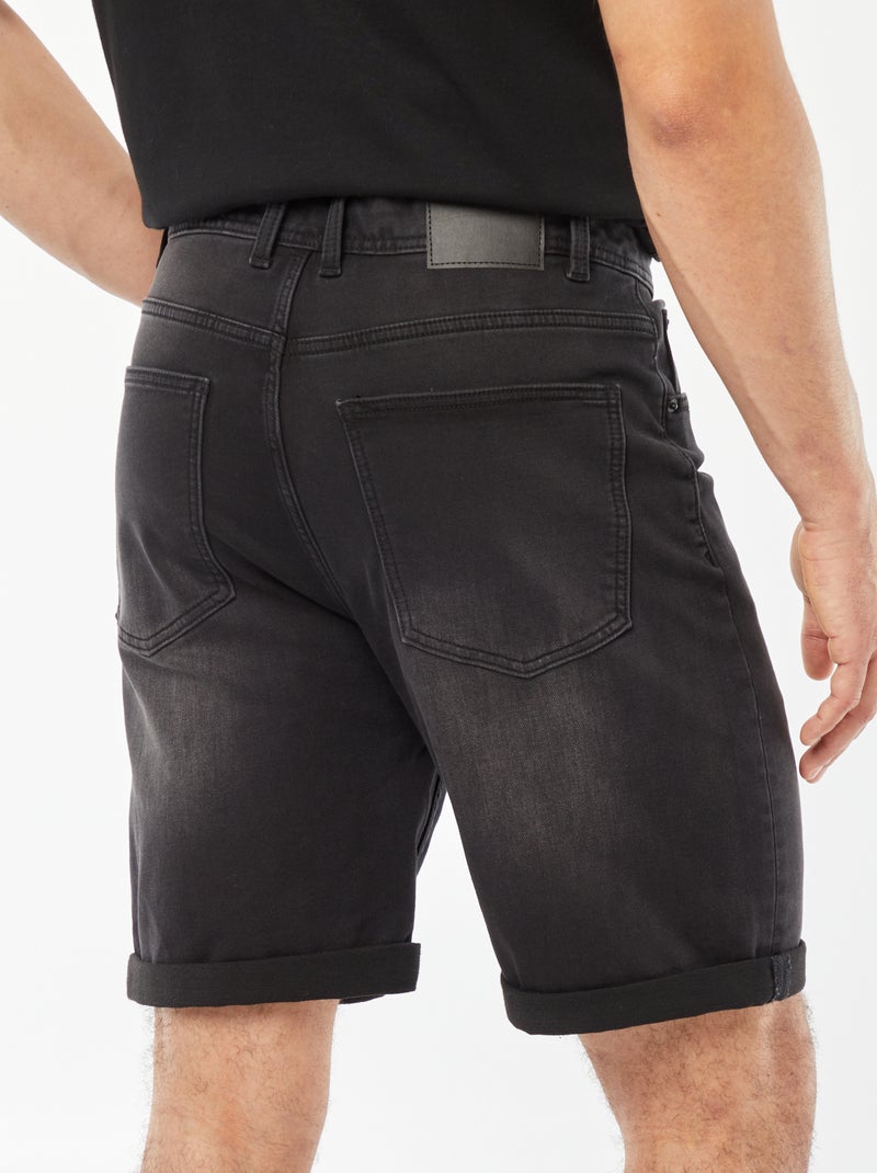 Bermuda en jean slim NOIR - Kiabi