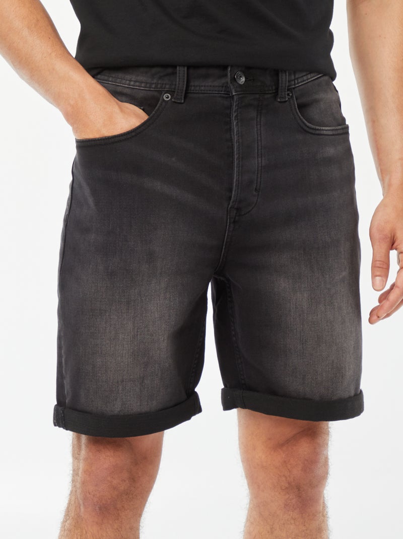 Bermuda en jean slim NOIR - Kiabi
