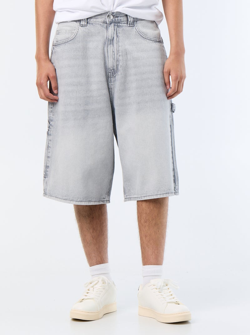 Bermuda en jean style carpenter Gris - Kiabi