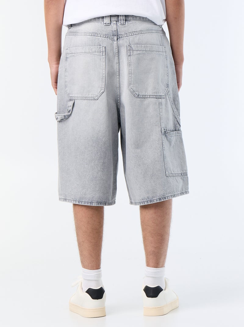 Bermuda en jean style carpenter Gris - Kiabi