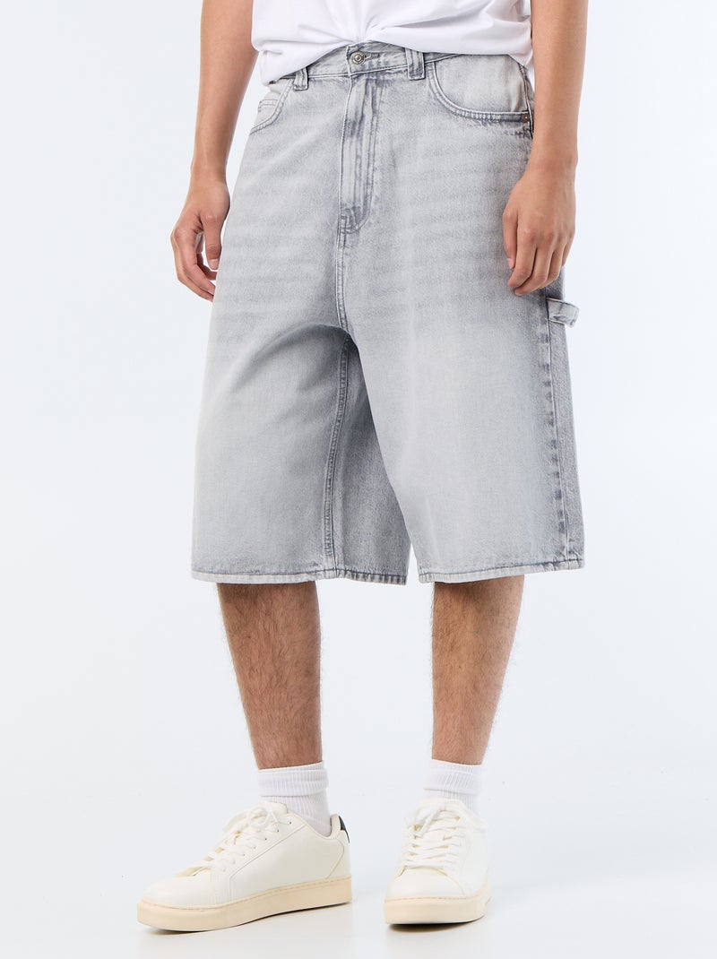 Bermuda en jean style carpenter Gris - Kiabi