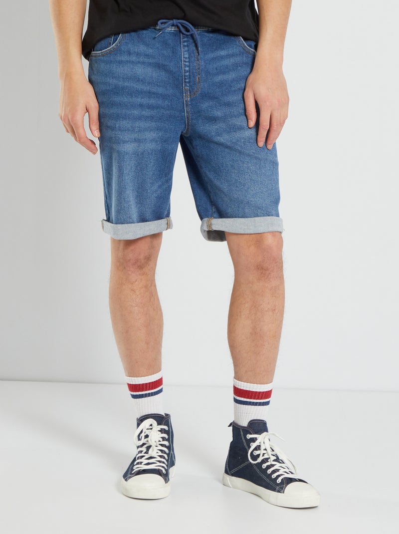 Bermuda en jean taille élastiquée Stone - Kiabi