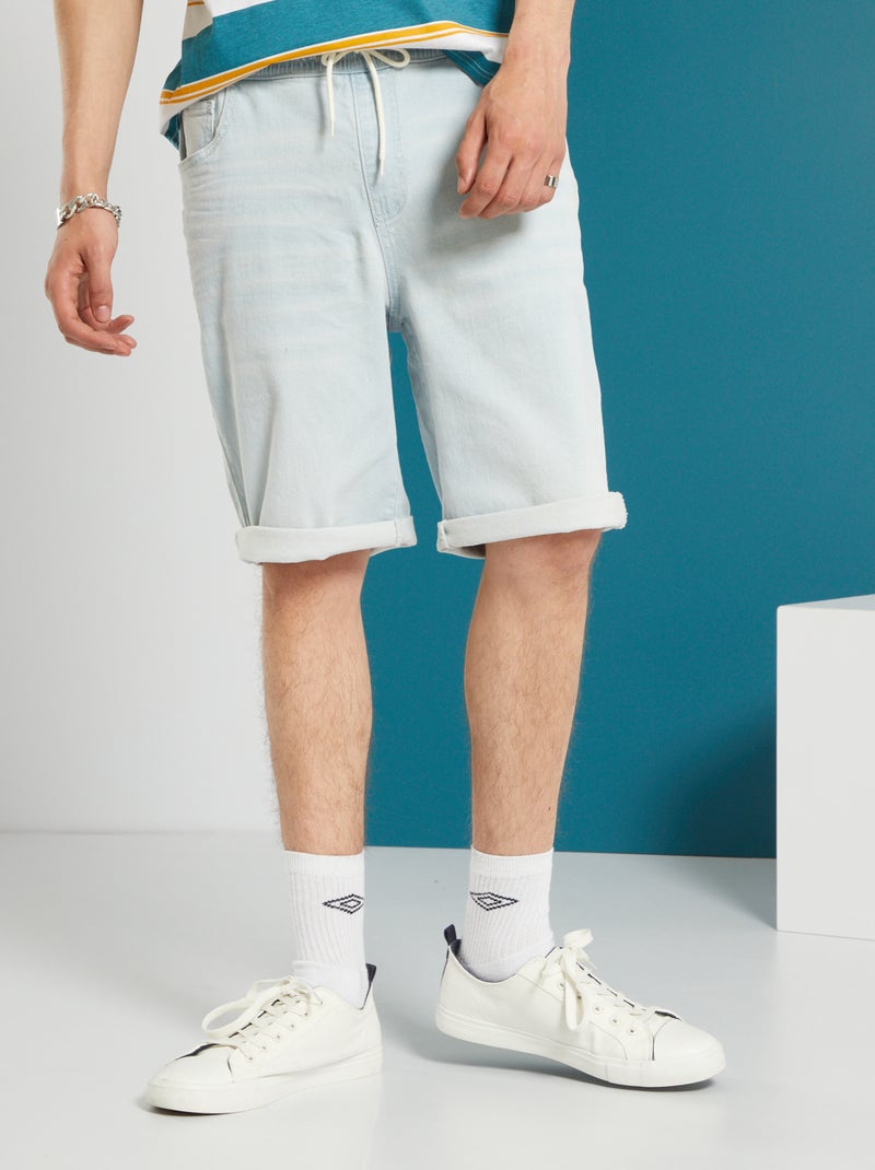 Bermuda en jean taille élastiquée Triple stone - Kiabi